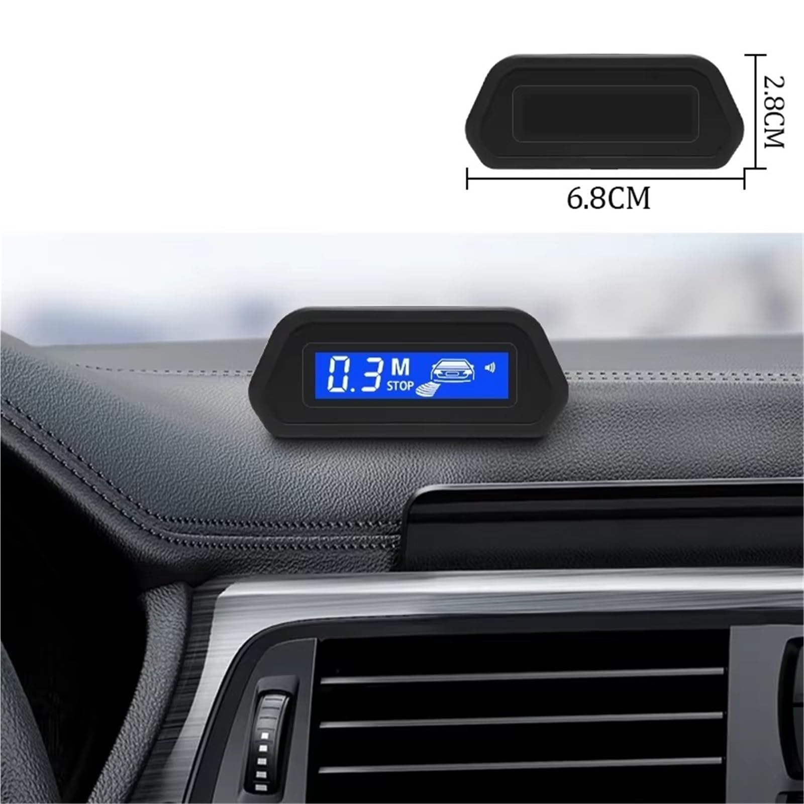 Aparcamiento asistido Aparcamiento Coche Con Monitor Marcha Atrás Parktronic Automático 4 Sensores Sistemas Detección Radar Pantalla Retroiluminada Control Distancia(Silver)