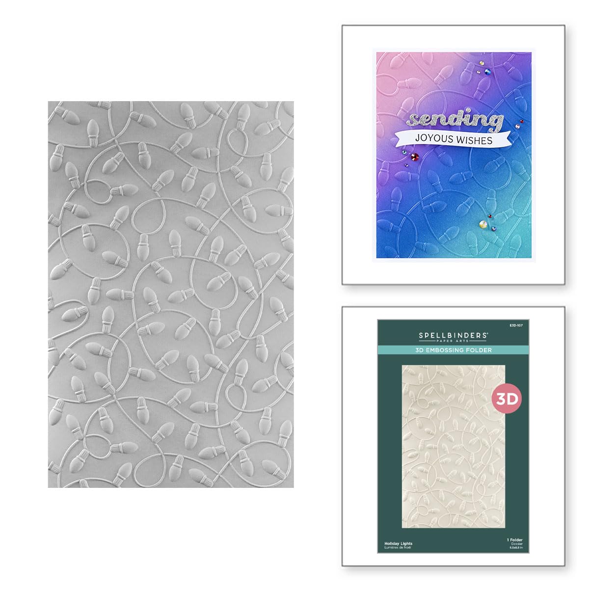 Spellbinders Holiday Lights 3D Embossing Folder, Clear