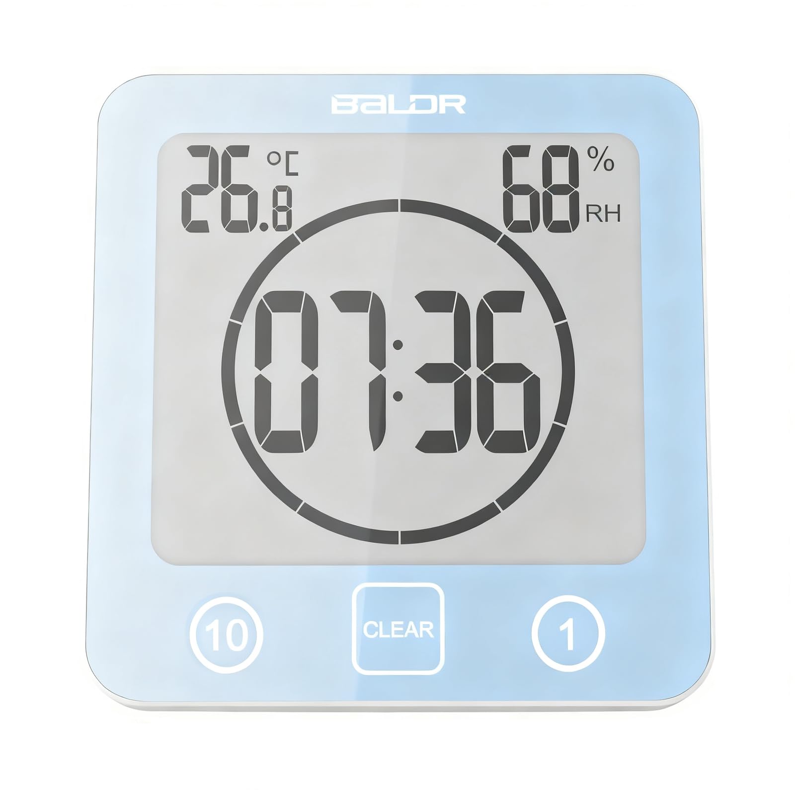 TWISAXC Bathroom Clock Waterproof With Sealing Ring Provides Resistance To Steam And Moisture While Showing Real Time Data IP, blue