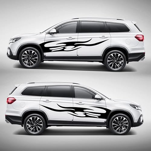 Miniatura 2 de 4 calcomanías de carrocería de automóvil, diseño de llama, panel de puerta, cubierta del motor, adhesivo universal de vinilo autoadhesivo para