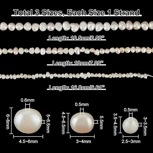 Miniatura 8 de PH PandaHall 64 cuentas de perlas de agua dulce, 8 estilos irregulares, perlas cultivadas naturales, perlas sueltas para bodas, collares, pulseras,