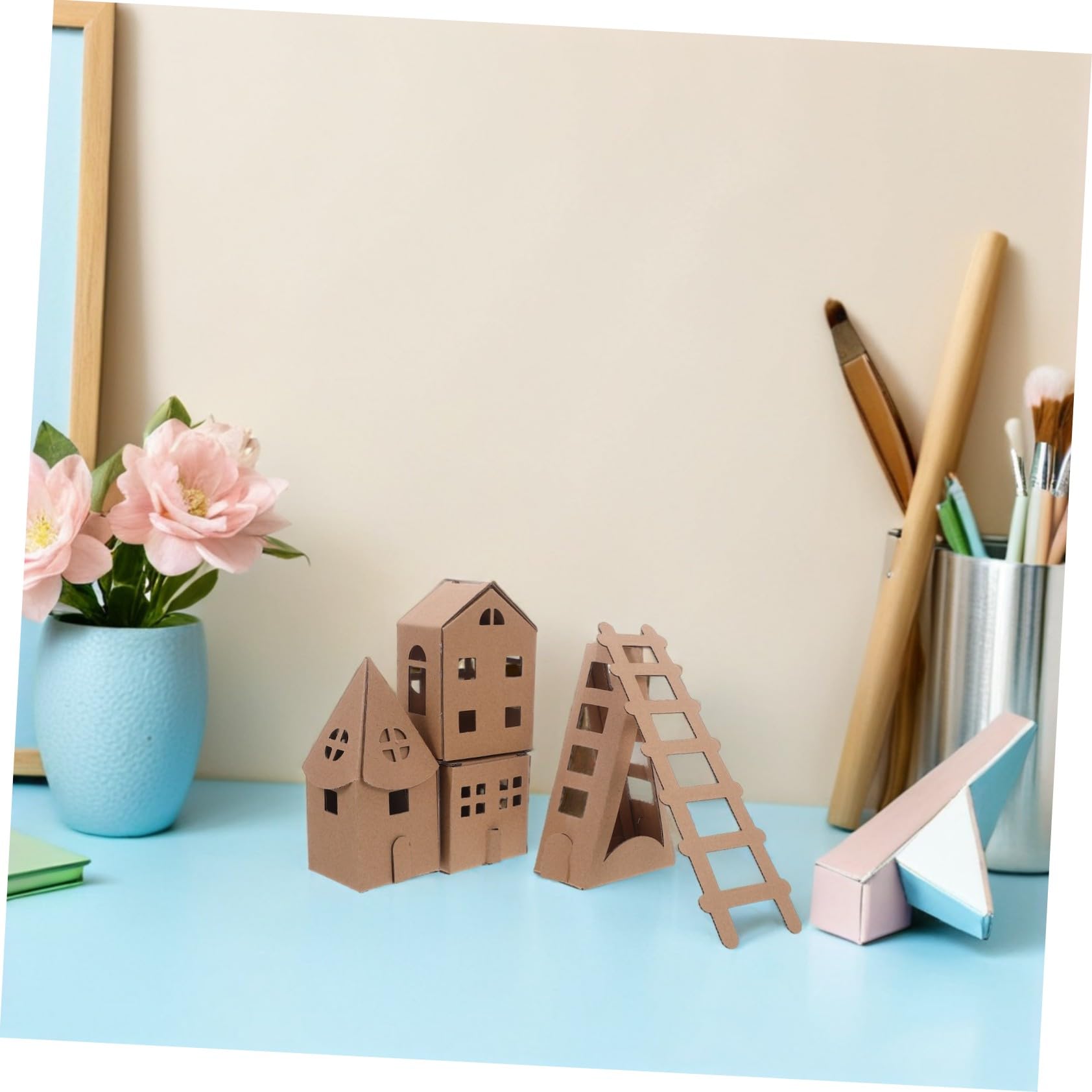 KONTONTY Kit Miniatura da Assemblare e Colorare Modellino Casa Piccola per Attività Creative e Giocattoli Artigianali per Studenti