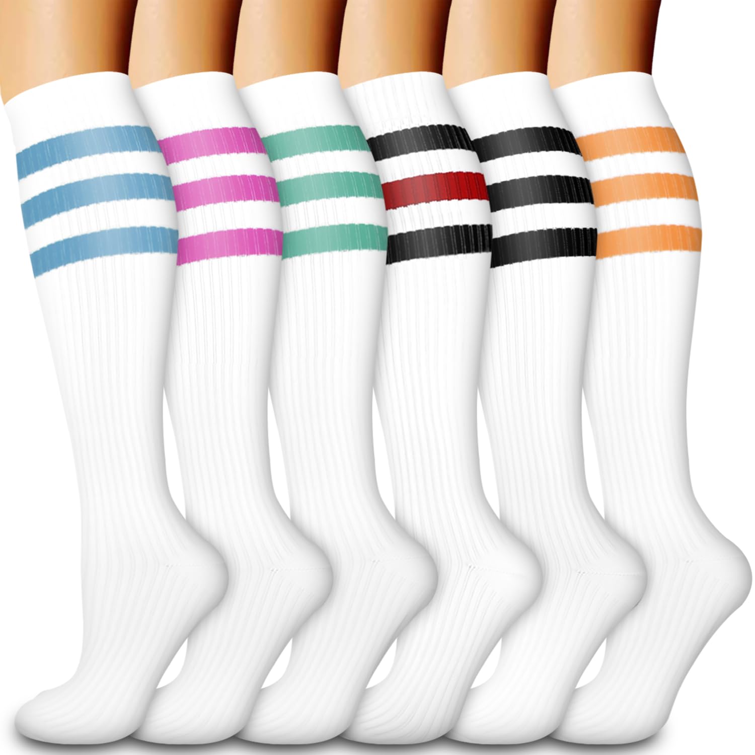 Laite Hebe Compression Socks for Women & Men Circulation(6 pairs)-Graduated Supports Socks for Running, Athletic Sports