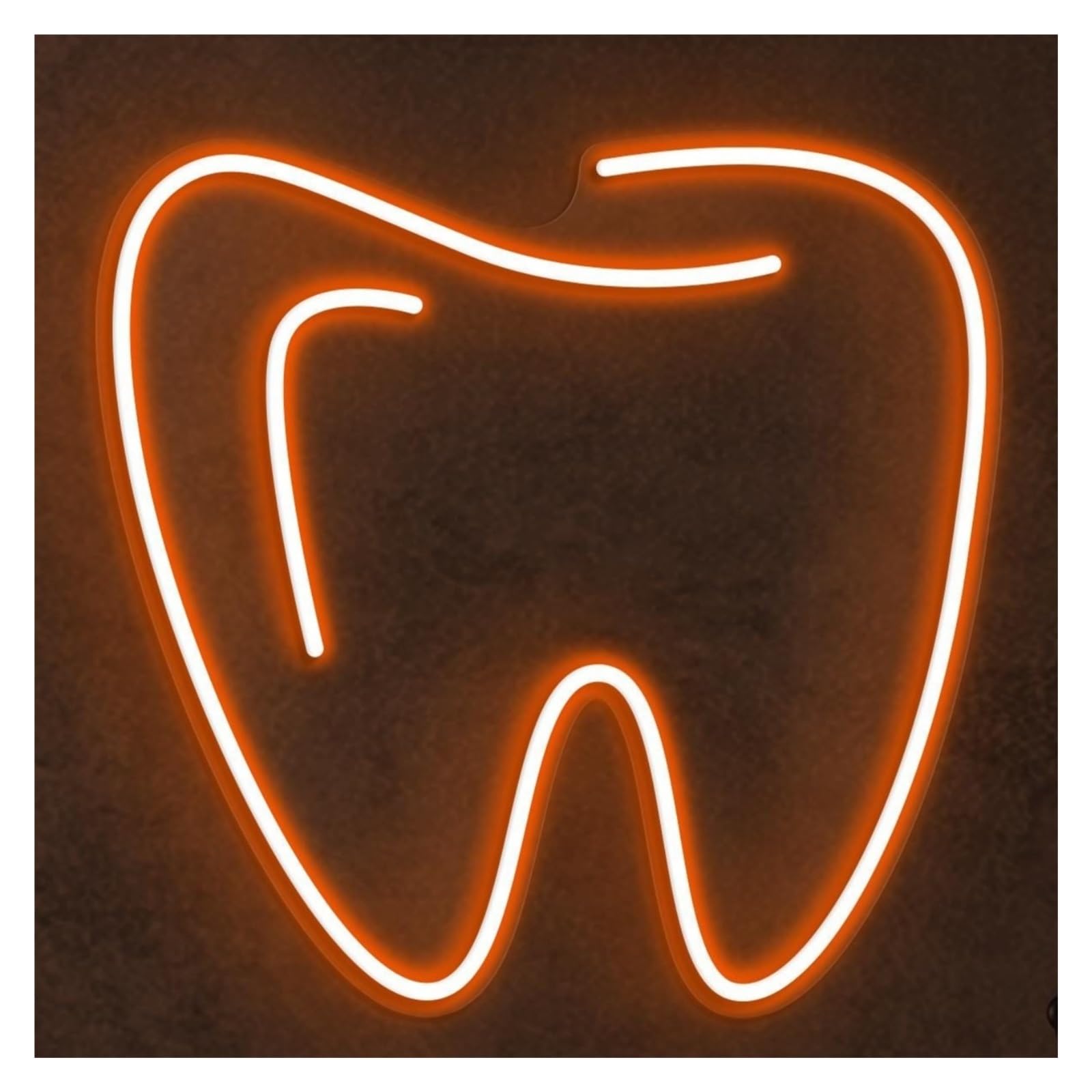 RONGCH Hanging Art Signs Tooth Neon Sign, Suitable for Dental Clinic Decor with Brightness Adjustable 38cm(Orange)