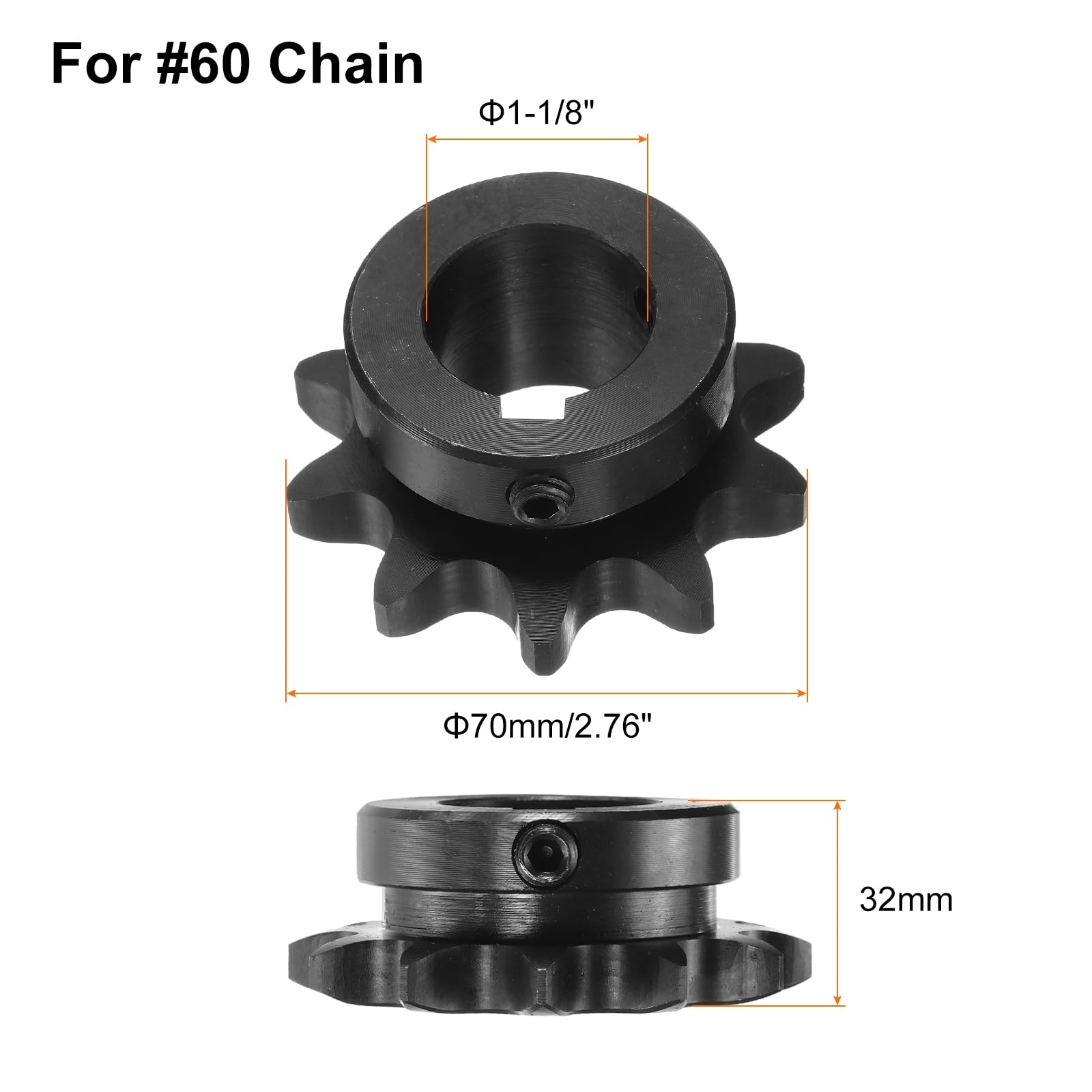 uxcell #60 Chain Roller Sprocket B Type, 1-1/8