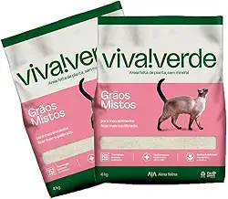 Kit 2 pacotes Areia Higiênica Viva Verde Biodegradável 8 Kg