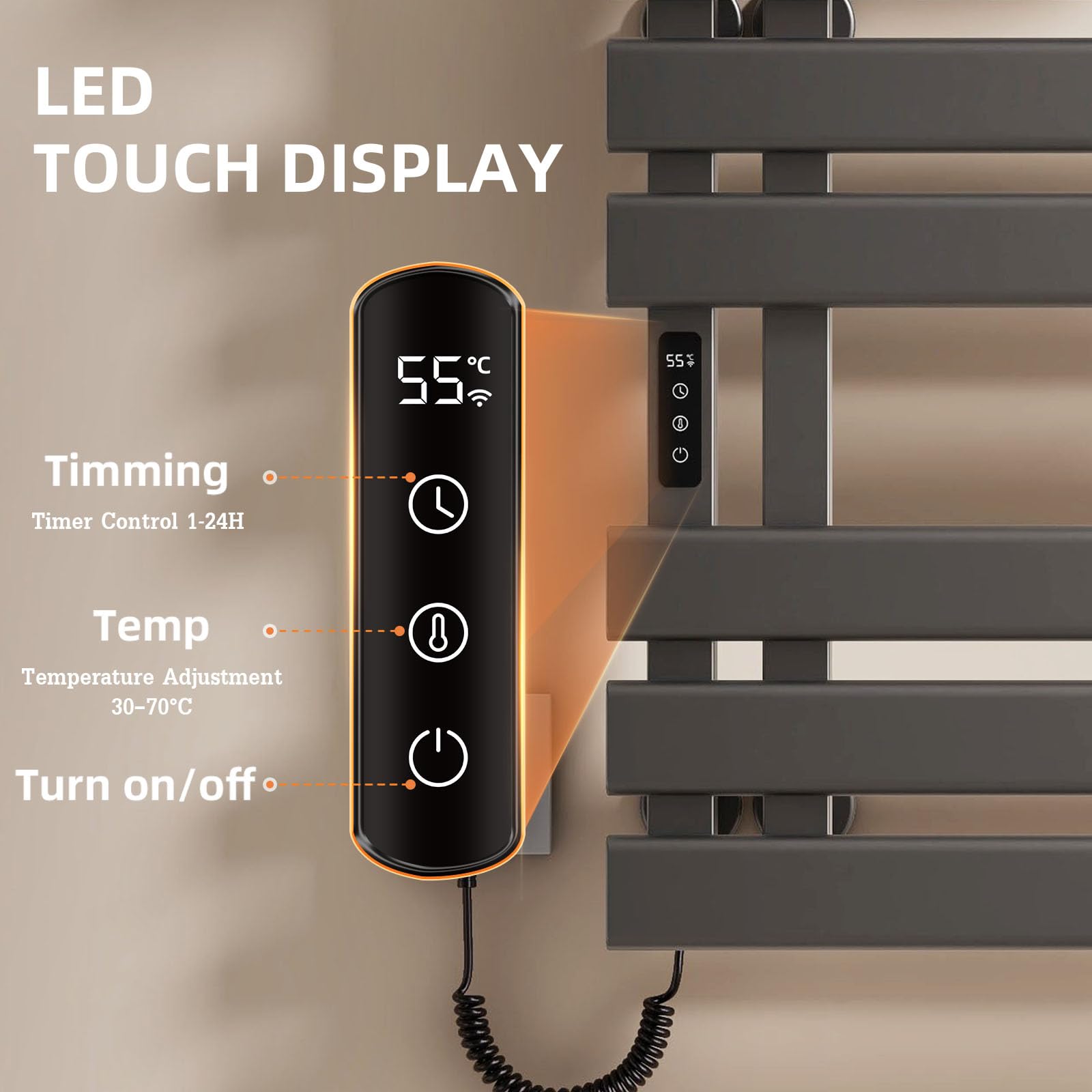 WRJAHCG Porta Asciugamani Bagno da Parete Controllo Vocale,Scaldasalviette Elettrico Bagno Smart WiFi,Termoarredo Elettrico Bagno con Timer E Termostato,Termosifone 6 Barre,197W,Grigio