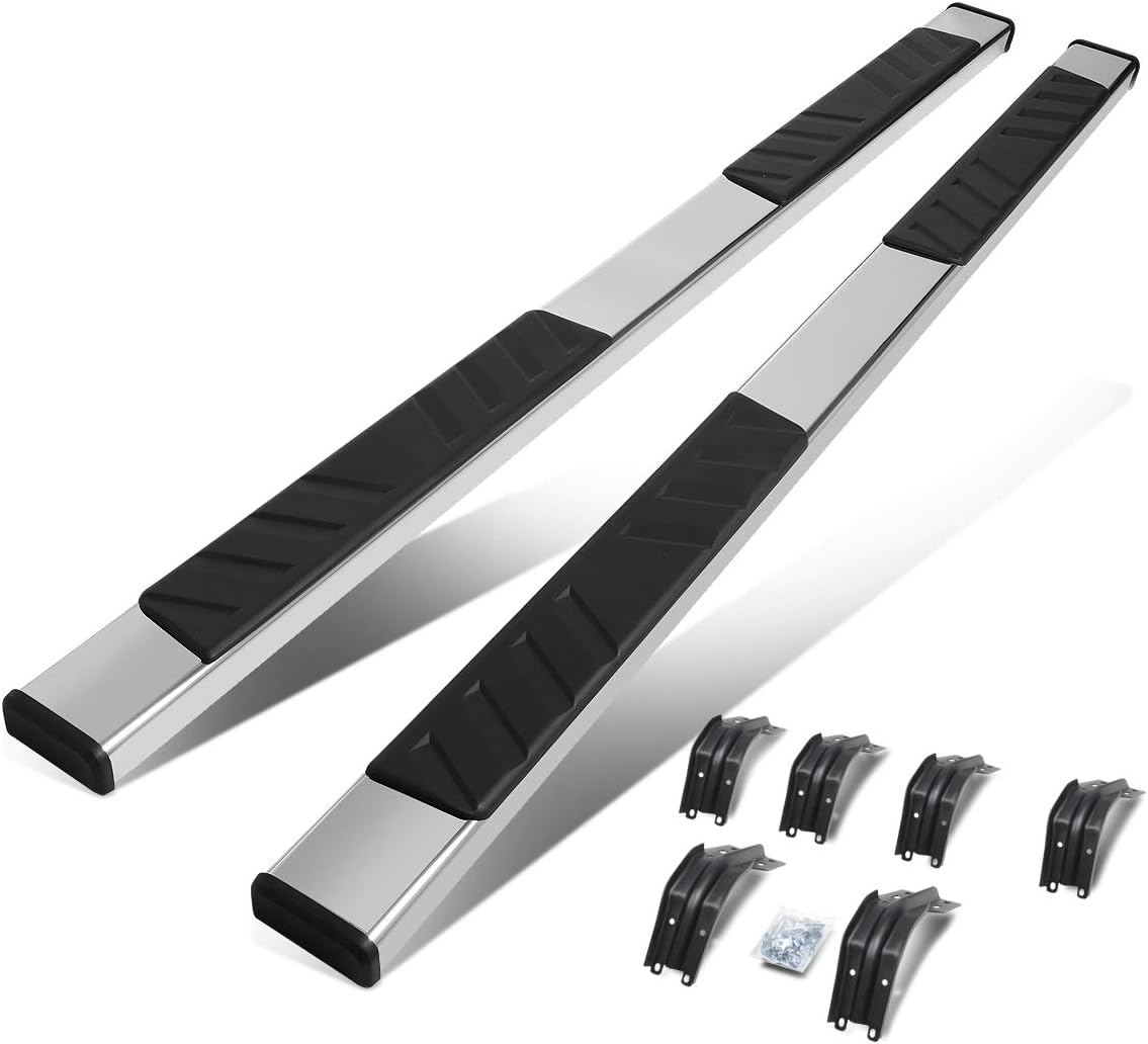 DNA Motoring 4.9" OD Running Boards Compatible with 99-16 F250-F550 Super Duty Super Cab, Stainless Steel Flat Side Step Nerf Bars, STEPB-ZTL-8172-SS