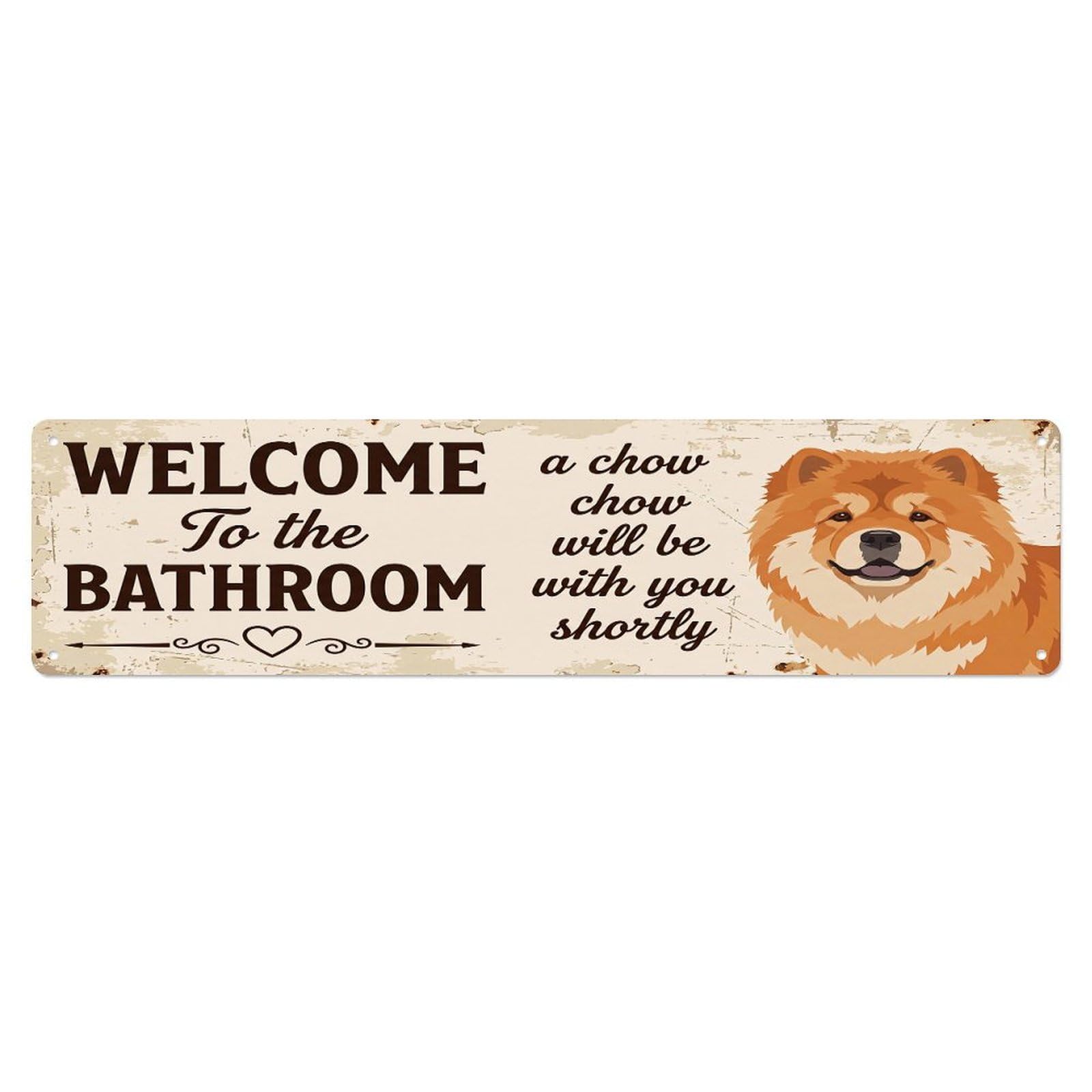 Vintage WELCOME To The BATHROOM Chow Chow Metal Tin Sign