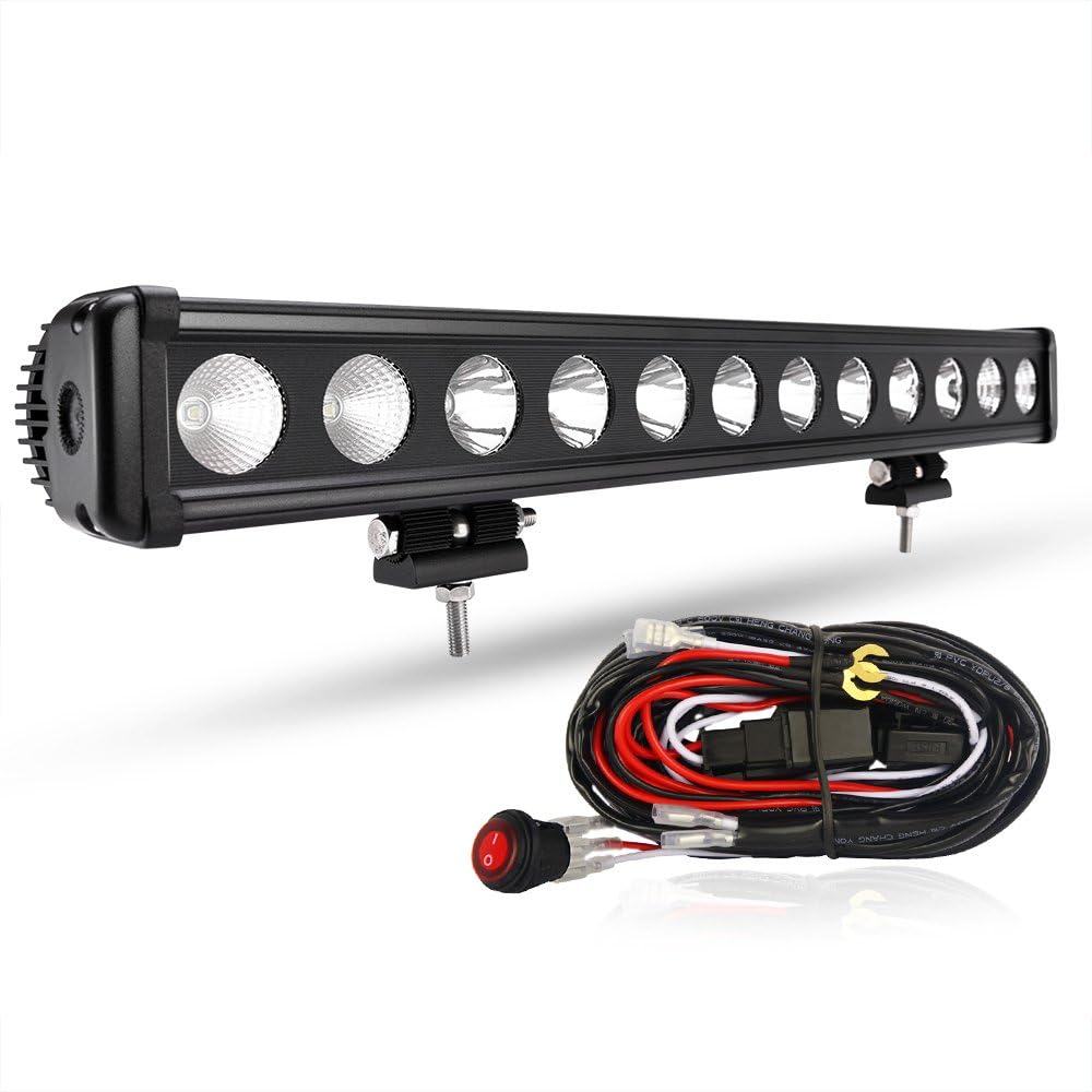 MICTUNING 22" 120W Long Distance Single Row CREE Led Light Bar combo flood SPOT Light 10W Led 15000lm WITH WIRING HANRESS
