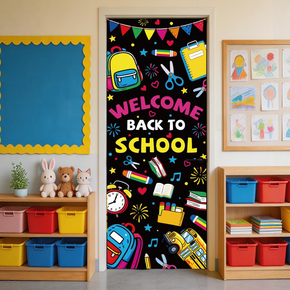 CRAFTYMELODY Door Sticker Peel Stick Removable Self Adhesive Door Mural Decal Vinyl PVC Waterproof Door Cover Wallpaper for Home Office Shop Decoration 31.48×78.74 Inch Back to School