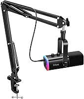 FIFINE AM8T XLR/USB Dynamic Gaming Microphone Kit with RGB Boom Arm, Mute Button, Headphone Jack for Streaming Podcasting Vocal Recording