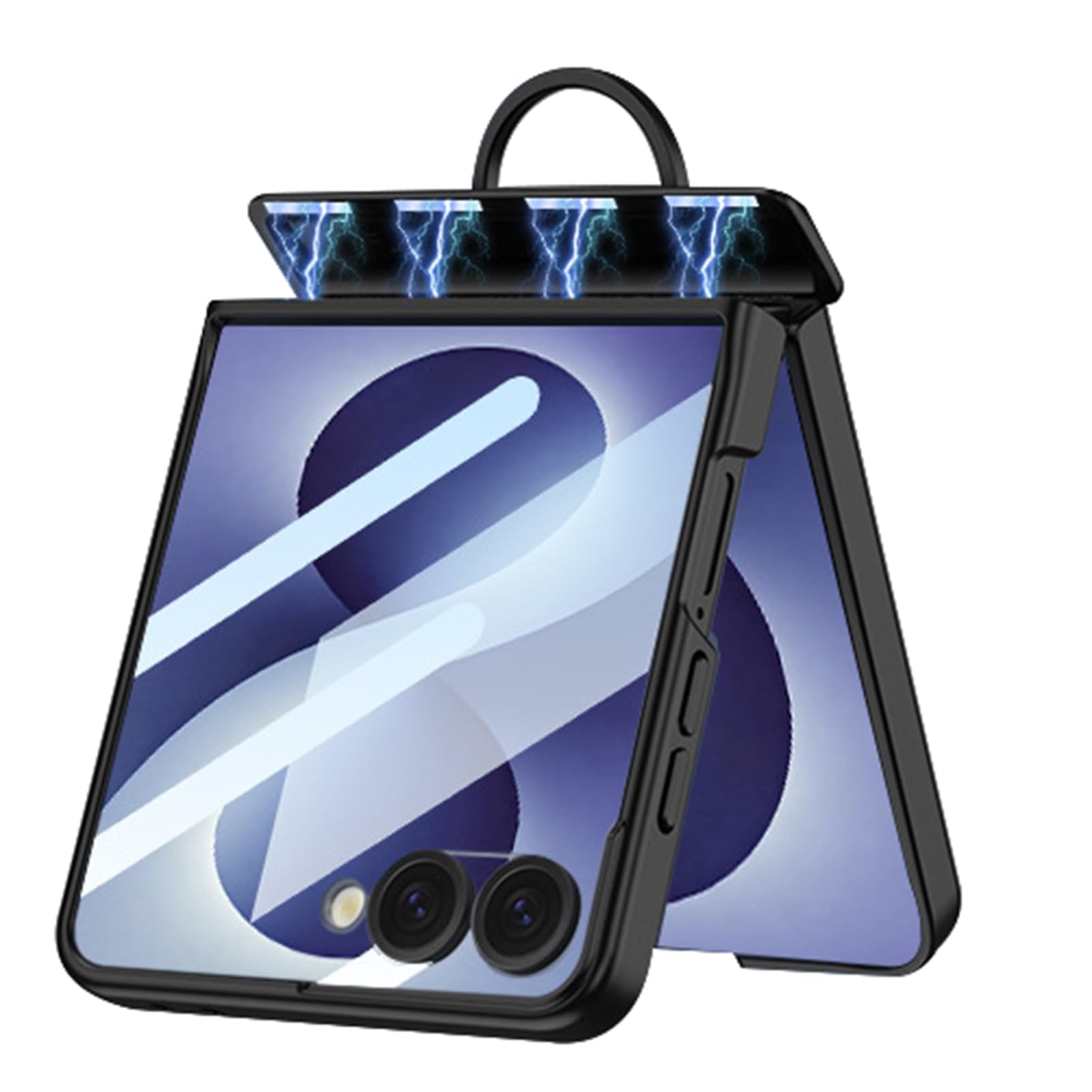 LUOTANL Slim Case for Samsung Galaxy Z Flip 8, Finger Ring Hinge Screen Film Shock Protection Cover