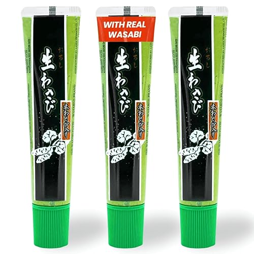 Wasabi-O Real Wasabi Pasta – Auténtica raíz de wasabi fresca japonesa – calor suave – Tubo de compresión para sushi, salsa, mayonesa y mariscos – 3