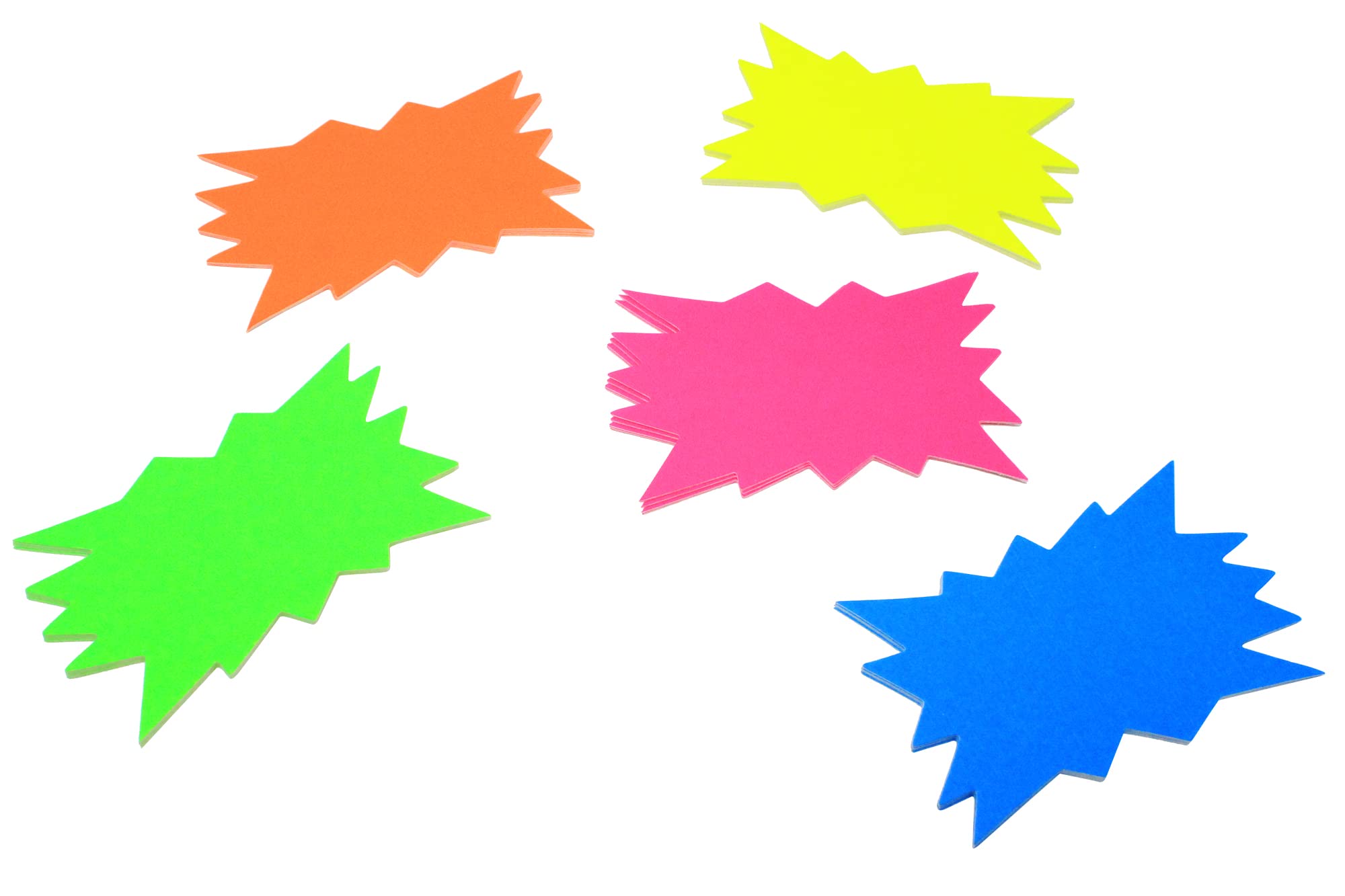 Bright Ideas Fluorescent Flashes. Flash Size 2.5 x 4” Inch, Approx 6.3cm x 10.1cm, Pack of 40 Assorted Colours. Ideal for Eye-catching Shop Retail and Price Signs. BI8003.