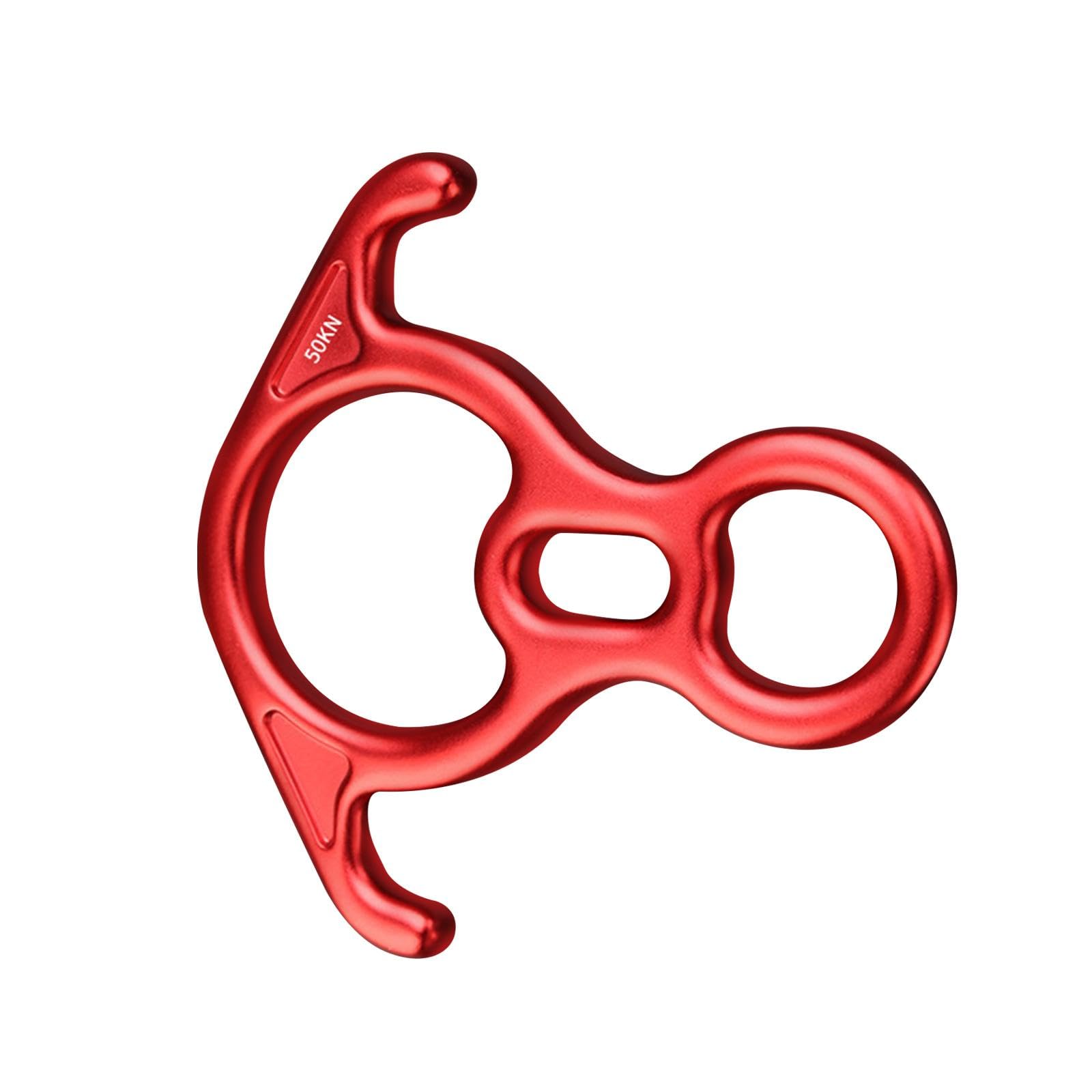Yiju 50kN 8 Figure Descender Aluminum Alloy Device for Caving and High Altitude Operations, Red