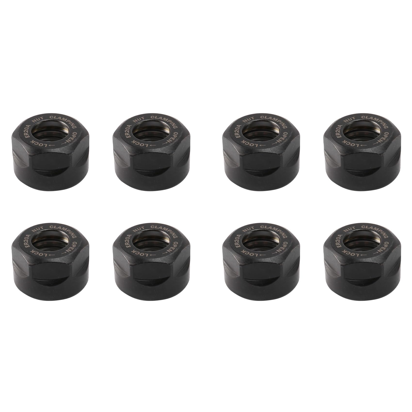 Jnchdghwa Black 8X Er20 Collet Clamping Nuts For Cnc Milling Chuck Holder Lathe