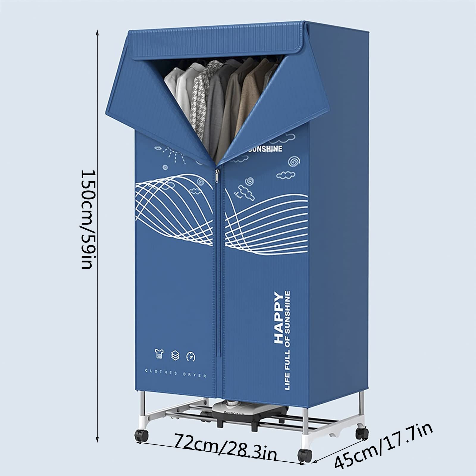 Asciugabiancheria Elettrica 1200W con Timer, Stendi Biancheria Elettrico Armadio a 2 Livelli con Coperchio, Stendibiancheria Elettrico di Grande capacità, Protezione da surriscaldamento