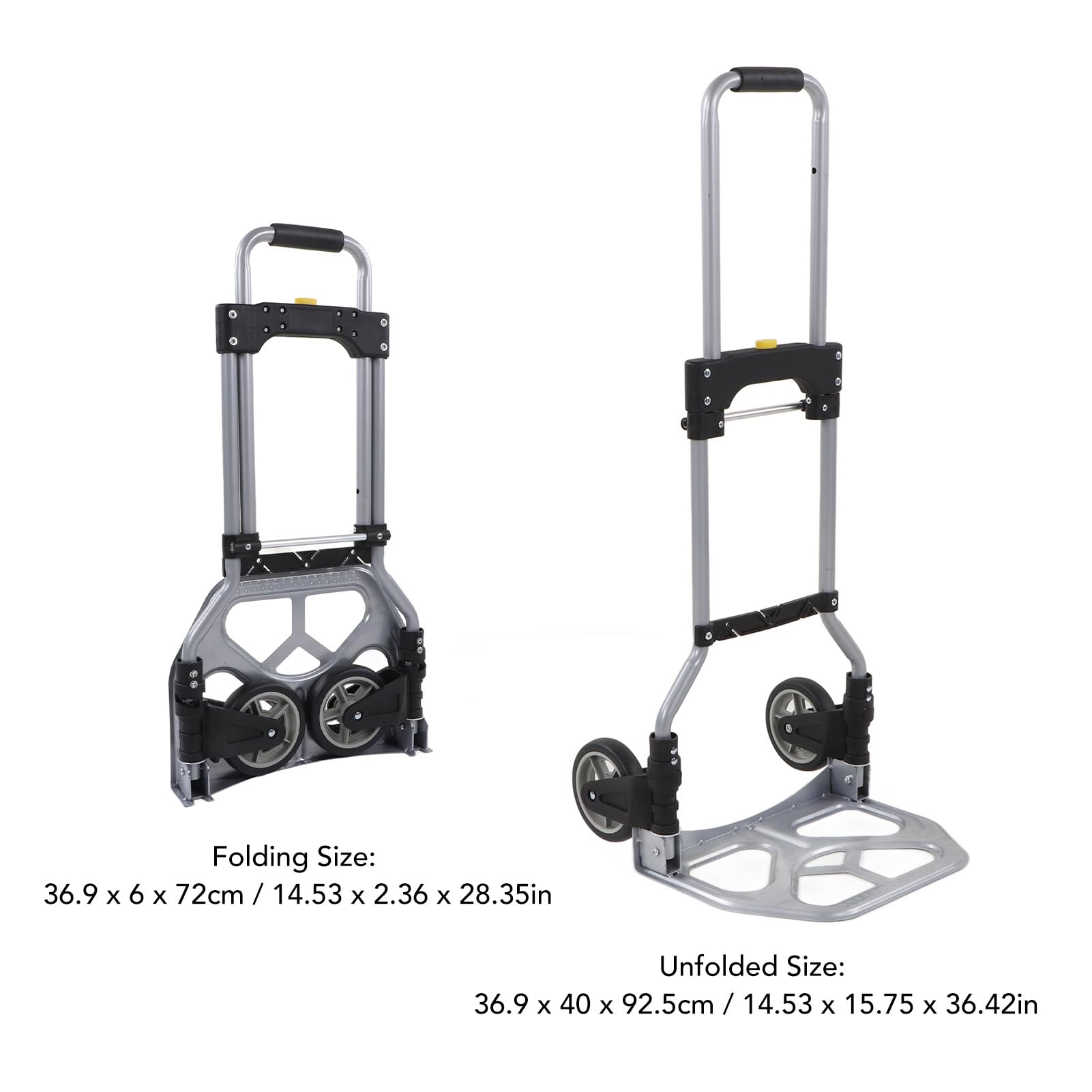 Aramox Carrello Carrello Manuale Pieghevole in Ferro, capacità 70 Kg, Portatile a 2 Ruote con 2 Maniglie, Compatto 36,9 X 6 X 72 Cm, per la Spesa, Campeggio, Magazzino, Trasloco