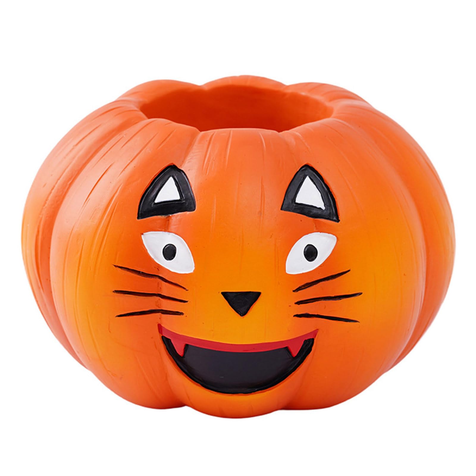 Pangboer Multicolor Halloween Shelf Decor Face Pumpkin Resin Ornament With Molded Texture, Freestanding Accent For Console Tables, Bookcase Styling, Covered Porch Display Pumpkin Figurine Resin Halloween Shelf