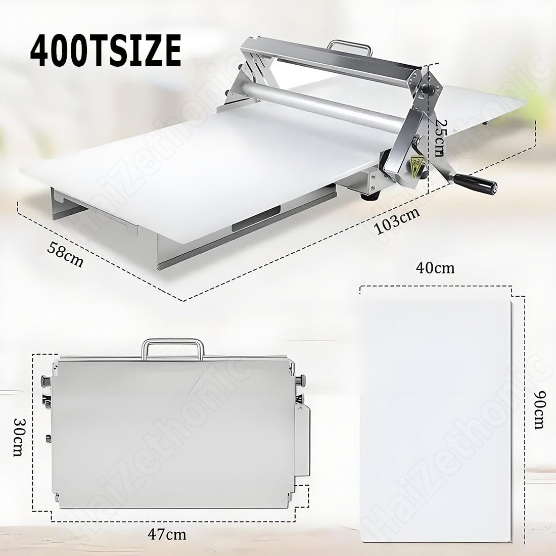Sfogliatrice Manuale Pieghevole per Impasto,Rullo Manuale per Impasto,in Acciaio Inox,Design Compatto,Spessore Regolabile per Cottura Professionale T400