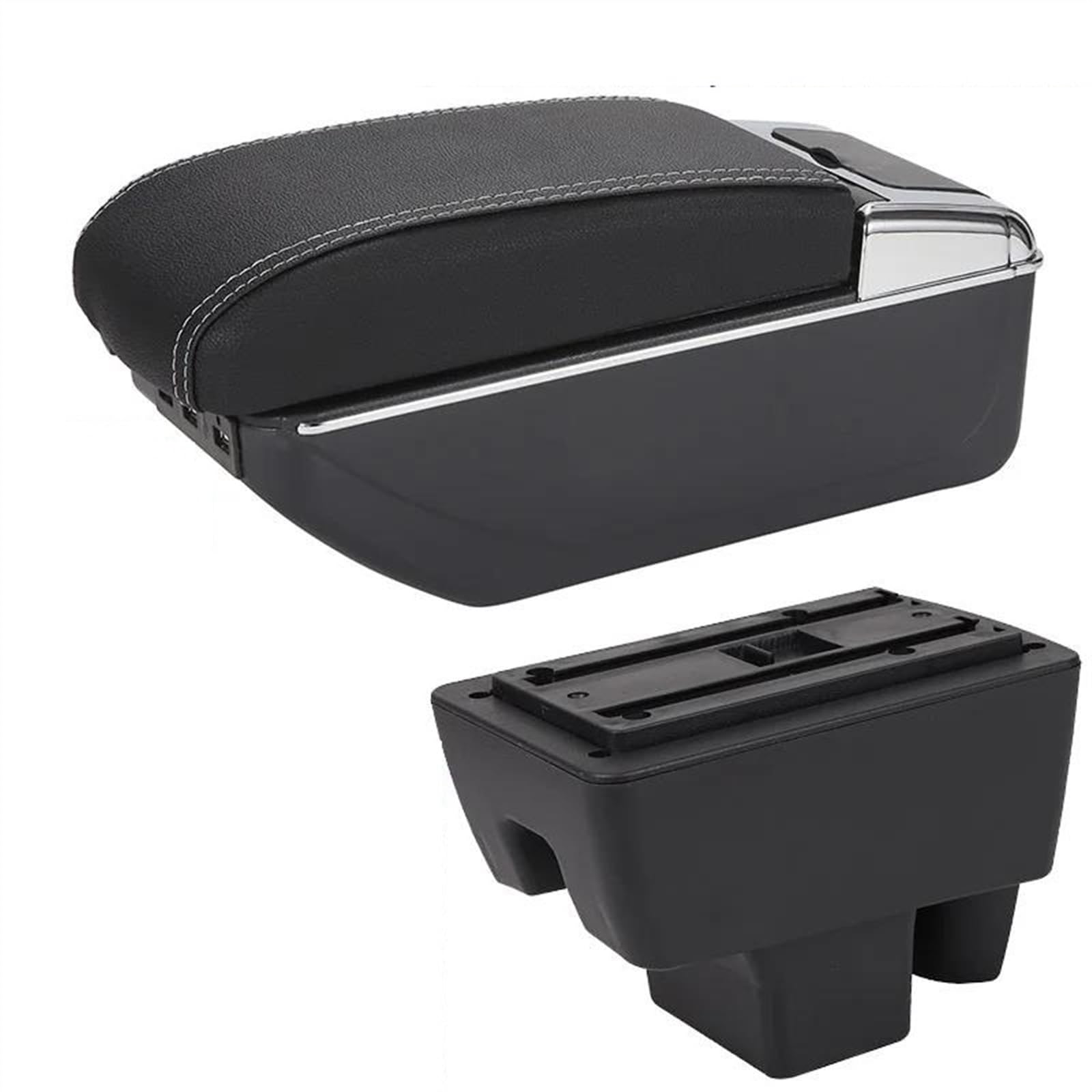 NOHEEU Car Armrest Box Retrofit Accessories Interior Details Storage For RAPID(A3 Black white 7USB)