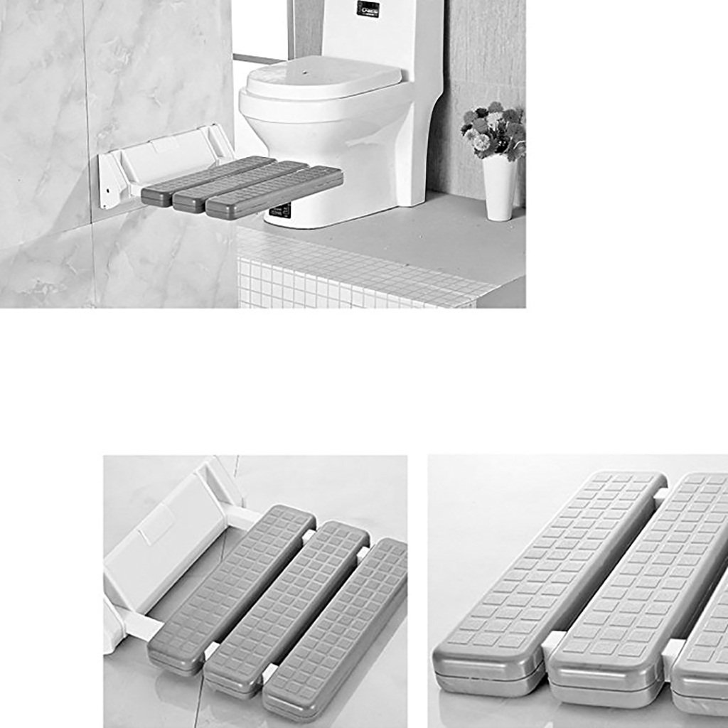 Taboret pod prysznic / taboret łazienkowy przymocowany do ściany składany ze stopu aluminium dla kobiet i osób starszych/niepełnosprawnych mata zabezpieczająca fotel prysznicowy biały 32 * 32,8 cm