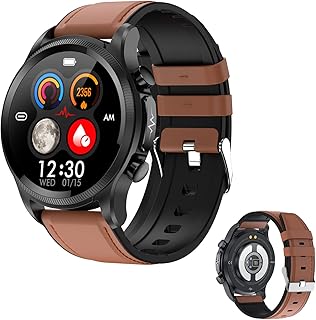 Blood Sugar Monitor Watch, 2023 New Non-invasive Blood Glucose Test Smart Watch, Blood Sugar Monitoring Smartwatch Fitness Watch with Blood Pressure Blood Oxygen Tracking Sports Watch (Brown/E400)