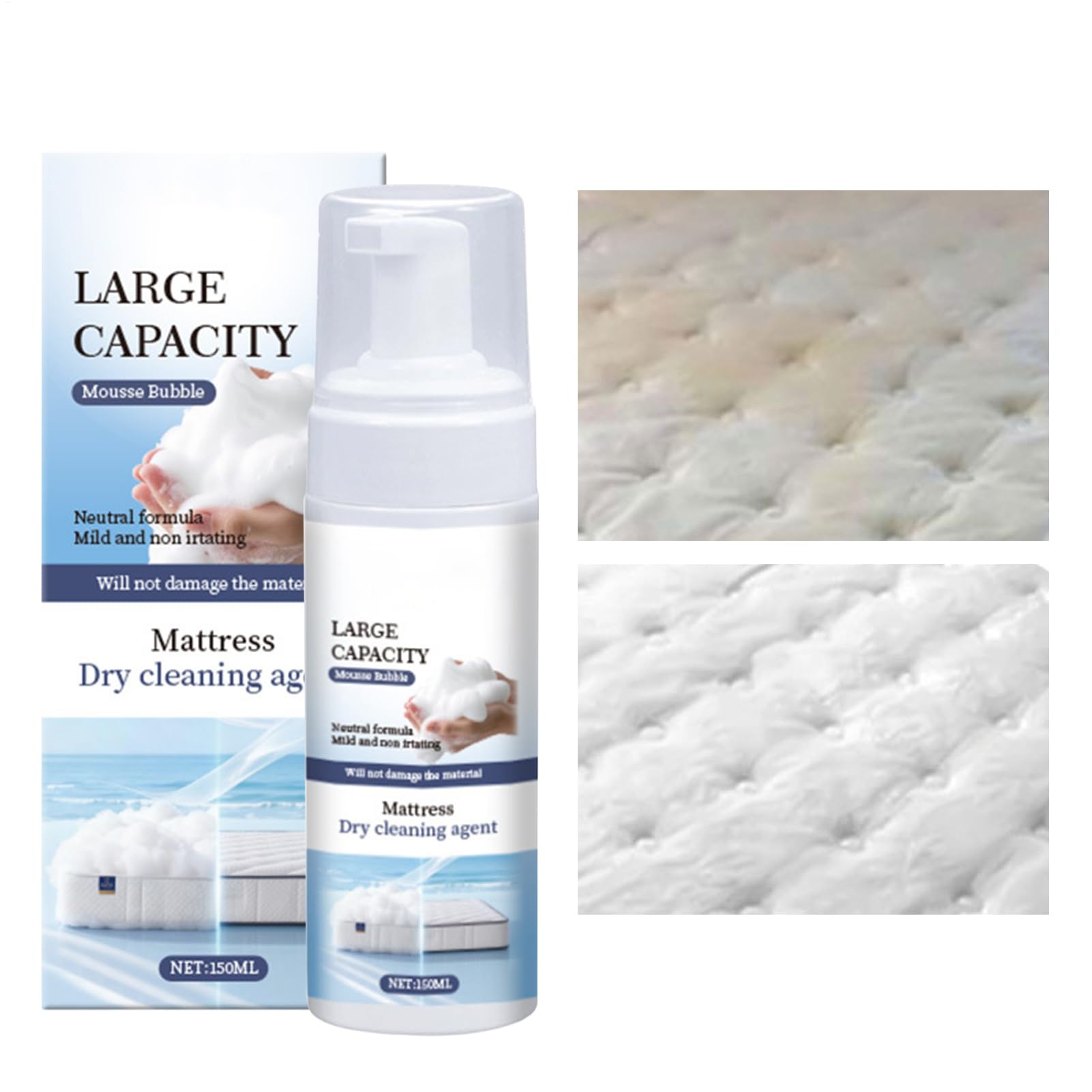 Détachant pour matelas - 150 ml - Nettoyage doux et frais à long terme - Spray multifonction - Pour canapés, rembourrage, dortoir, hôtel