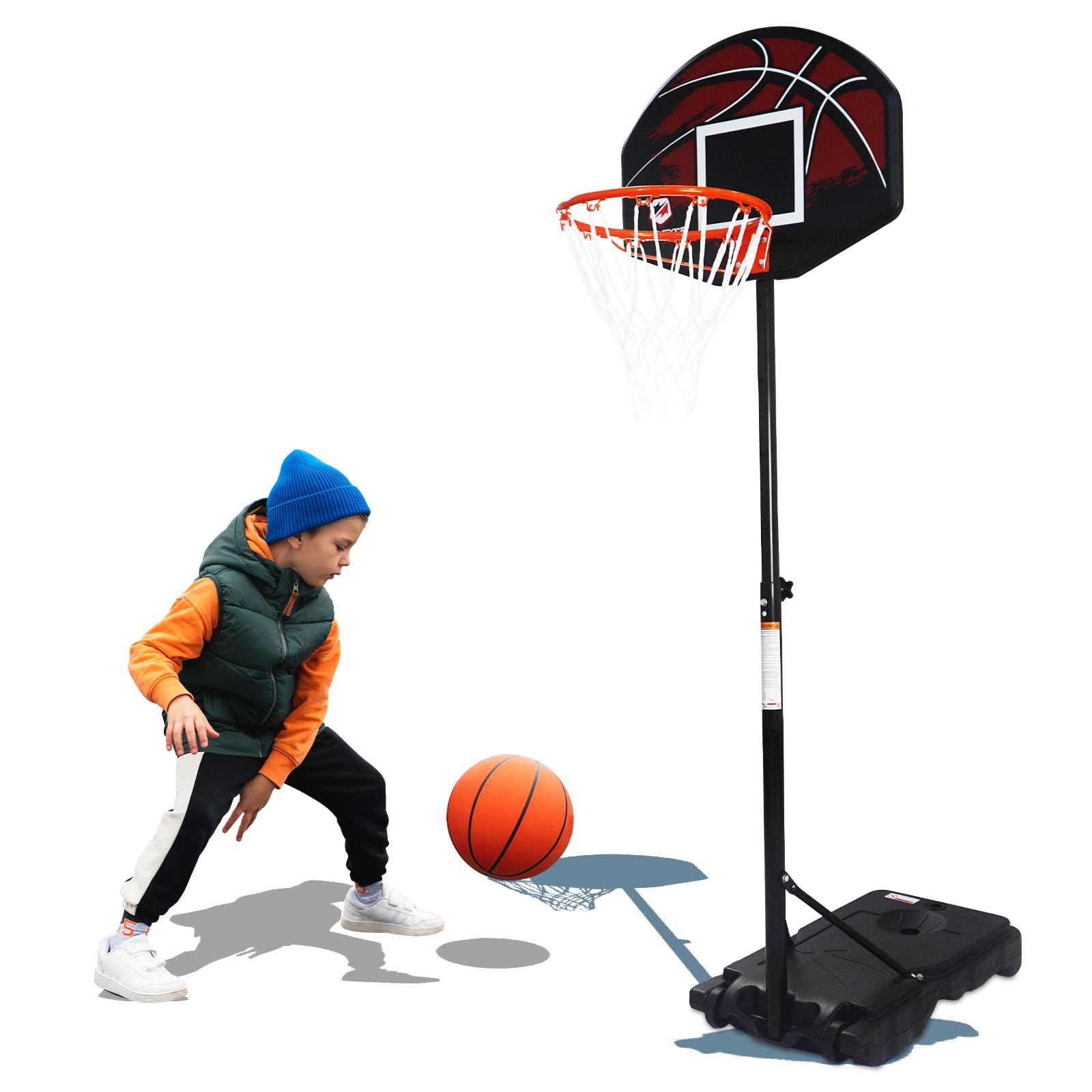 Basketball Hoop Outdoor System - 6.9FT/10FT Adjustable, Basketball Portable Hoops & Goals for Kids/Teenagers/Youth with 44in/28in Backboard