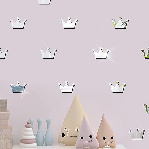 20 calcomanías de pared de espejo de corona, decoración de pared de princesa para habitación de bebé, calcomanía de pared para habitaciones de