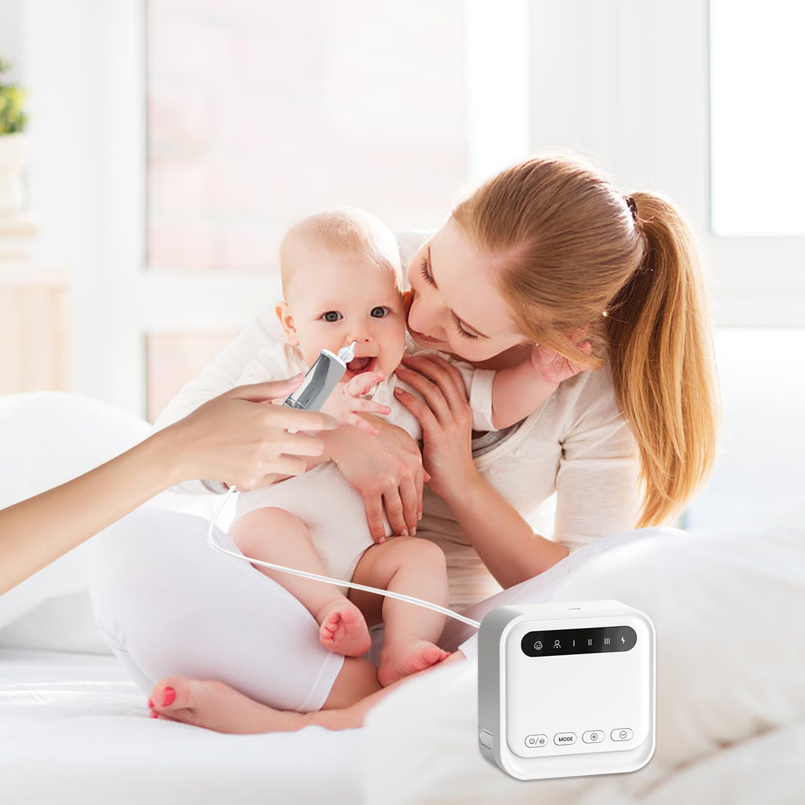 Succión nasal eléctrica para bebé, 9 niveles de succión nasal para bebé, limpiador de nariz automático recargable para bebés recién nacidos