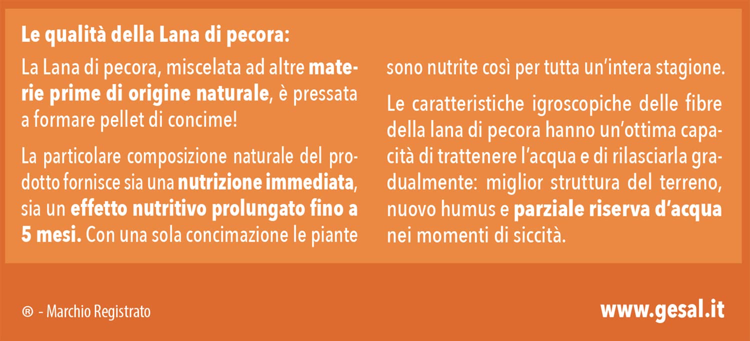 GESAL BIO Concime Organico Universale In Pellet Con Lana Di Pecora, 750g, Effetto Fino A 5 Mesi, Per Piante Sane E Frutti Saporiti