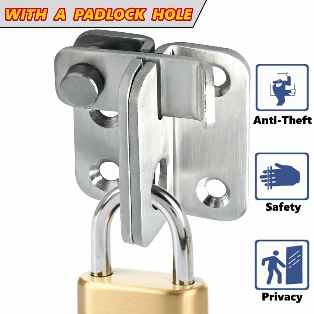Flip Latch Gate Latches | Safety Door Lock | Barn Door Latch Lock| Barn Door Flip Latch | Gate Latch Lock | 55x45mm,Stainless Steel Brushed Finish - SOLTAIREJACO 2