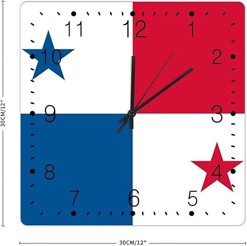 Miniatura 2 de Reloj de Panamá para pared, bandera de Panamá, retro, estilo granja, relojes de madera, bandera nacional, reloj de recuerdo silencioso, sin tictac,