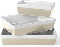 Martha Stewart 3-Piece Grey Stoneware Bakeware Set - Oven-to-Table Bakers (9", 11", 13") - Durable, Dishwasher Safe