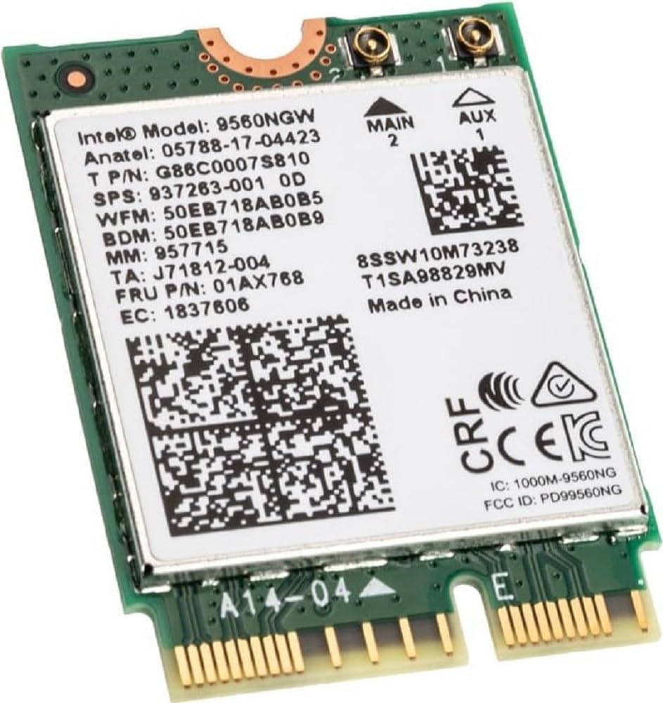 Intel Wireless-AC 9560 2230 – Carte Wi-Fi 2x2 AC + Bluetooth 5.1 Gigabit, Compatible Windows 10, Linux, Chrome OS – Idéal Upgrade PC Portable
