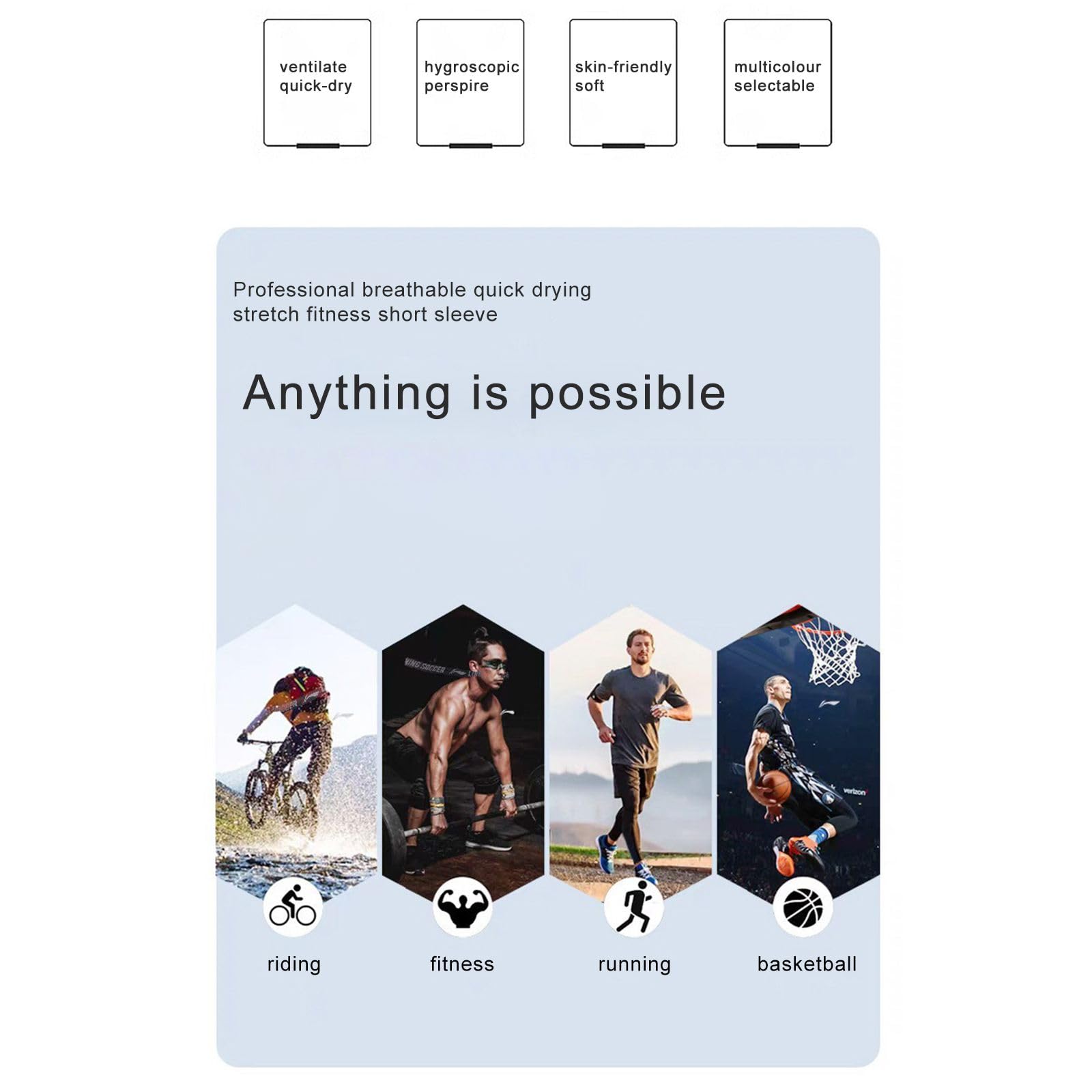 Paquete de 3 camisetas para hombre, de secado rápido, manga corta, transpirables, absorben la humedad, para entrenamiento, correr, trabajo
