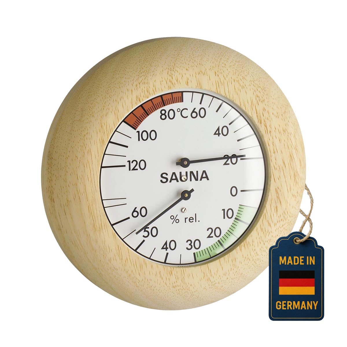 TFA Dostmann Thermomètre-Hygromètre pour sauna, 40.1028, en bois, résistant à la chaleur, température/humidité, accessoire de sauna, marron