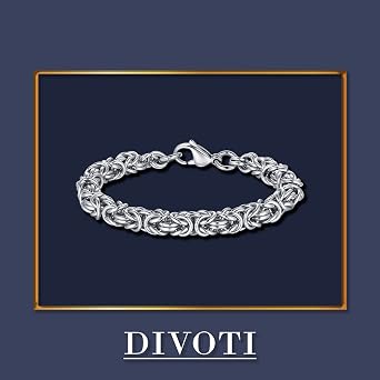 Divoti ステンレススチール ハンドメイド ラウンドビザンチンチェーンブレスレット メンズ - サイズ, 8.5 inches, ステンレス鋼