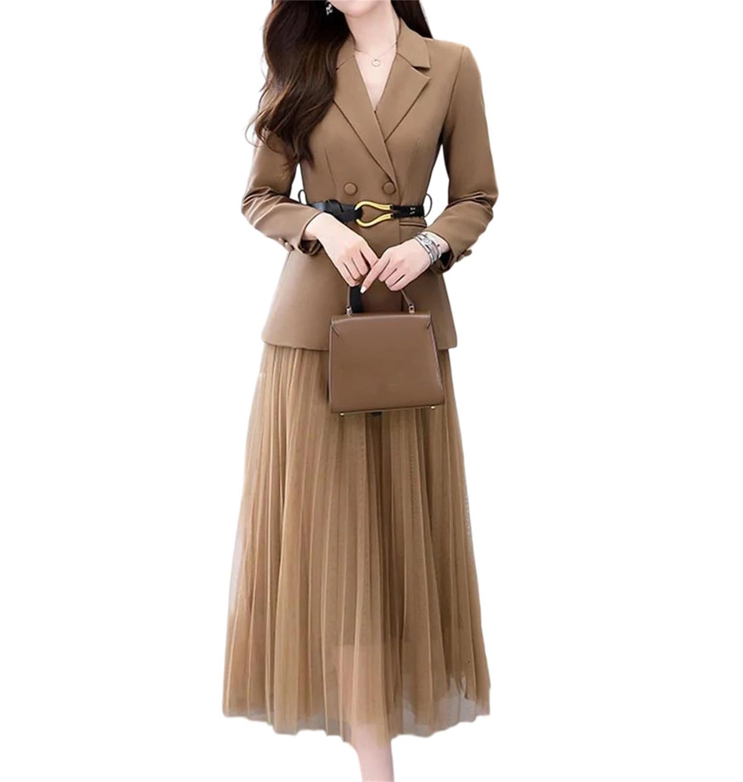 Womens Office Two Piece Blazer and Skirt Suit Elegant Business Outfit Formal Workwear Set for Daily Occasions
