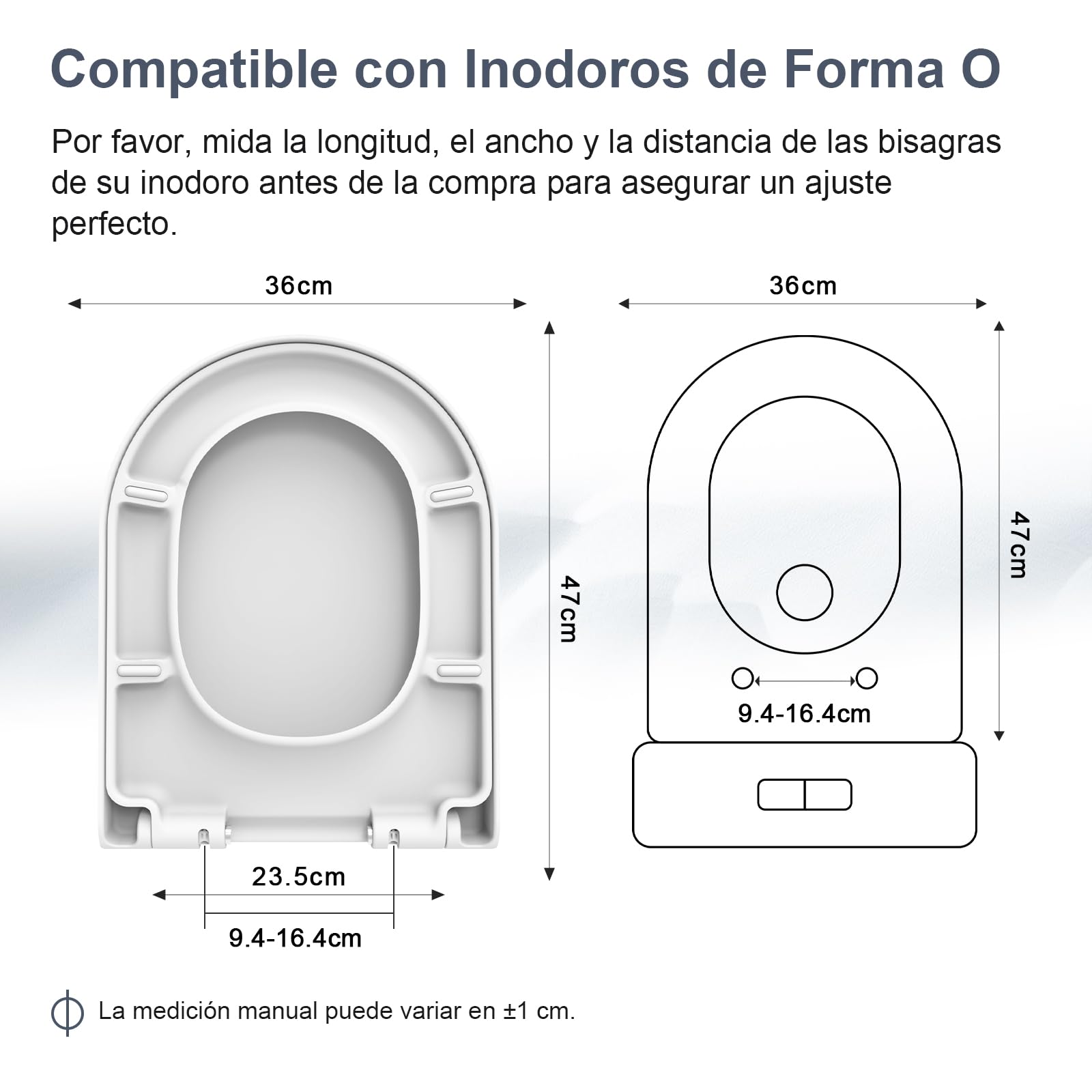 SURFOU Tapa wc Universal con Cierre Suave Forma D, Asiento de Inodoro de Polipropileno, Soporta hasta 200 kg, Desmontaje Rápido para Limpieza Fácil, con Gomas para Fijación Estable