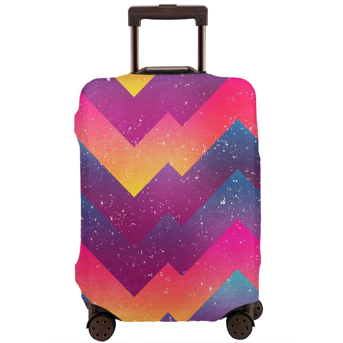 Lucaeat Luggage Protector Bright Geometric Pattern Travel Luggage Elastic Cover Suitcase Washable An