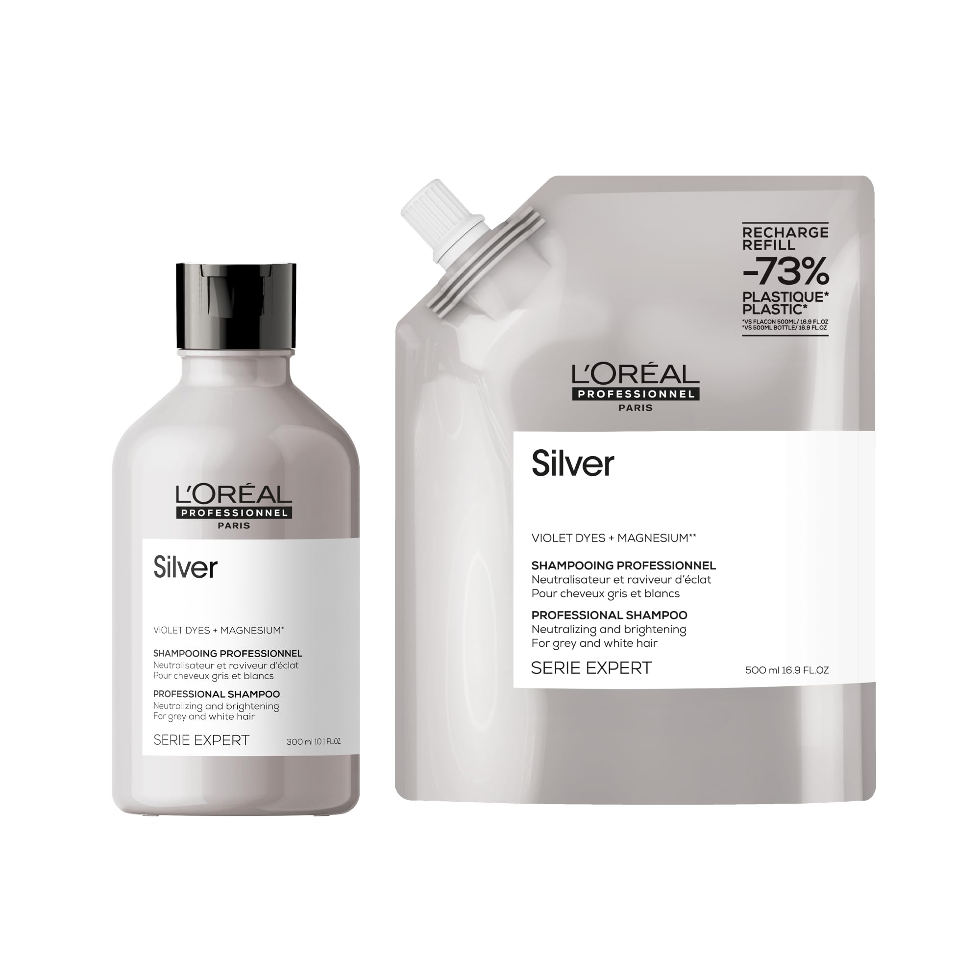 L'Oréal Professionnel Serie Expert Silver Shampoo 300ml and Refill pack 500ml