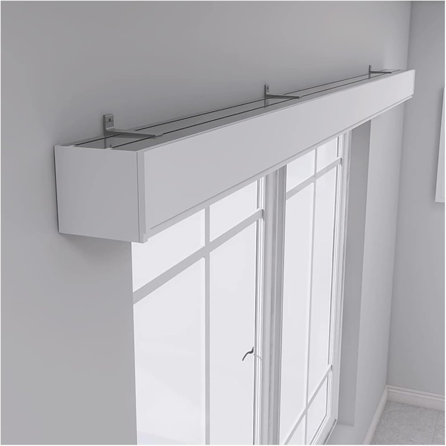 Double Track Side mountCurtain Pelmet Sliding Curtain Cover Box/Cornice Boards for Bedroom/Attics/Bathroom, Curtain Rod Cover Box Frame(2.6metre)