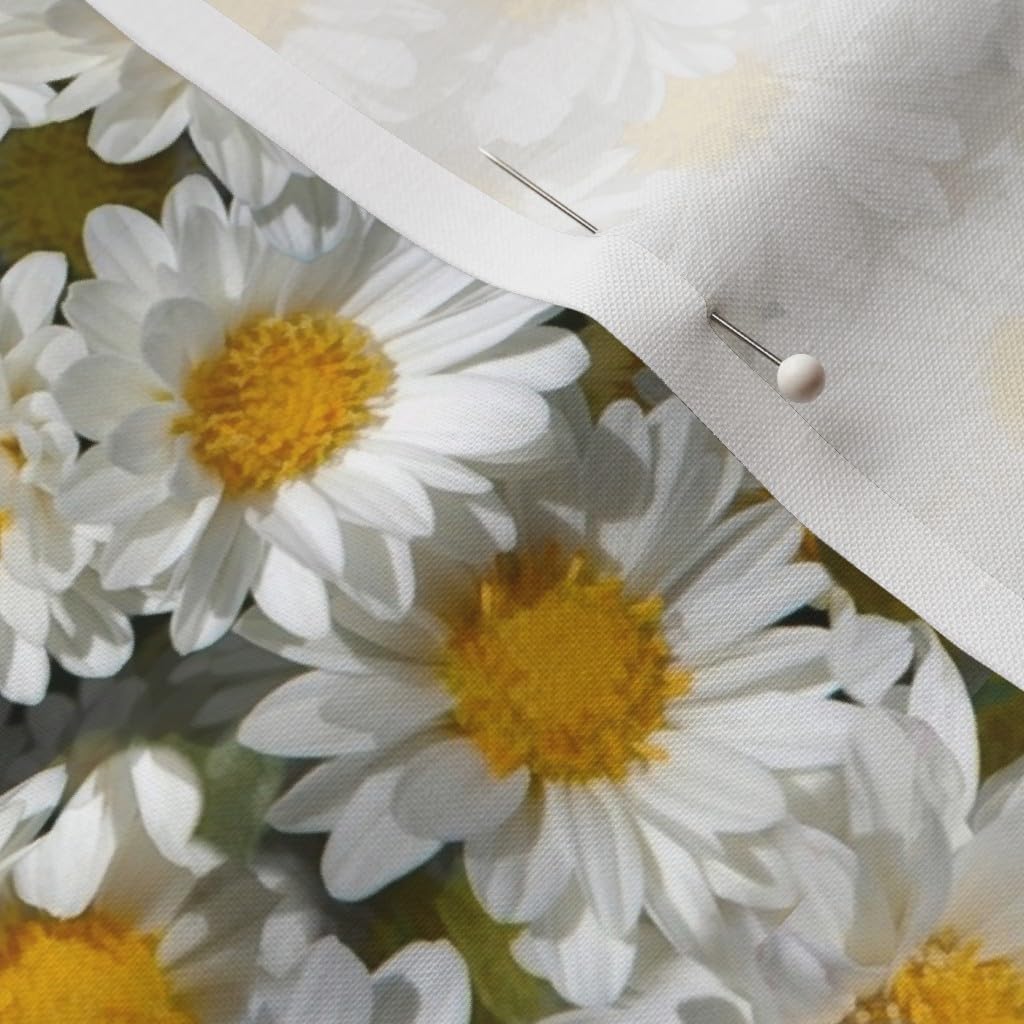 Spoonflower Fabric - Daisy Garden Daisies Flowers Floral Yellow White Printed on Petal Signature Cotton Fabric by The Yard - Sewing Quilting Apparel Crafts Decor