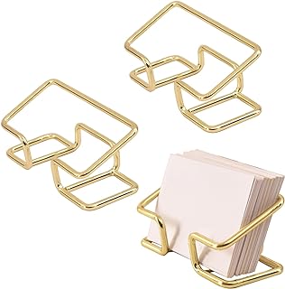 ASTIMESA 3 Pack Gold Business Card Holder Desk, Metal Business Card Display Stand, Modern Name Business Card Organizer for...