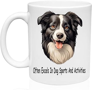 D STICKY COMPANY Funny Dog Habits Coffee Mug - Novelty Gift for Dog Lovers, Friends, Coworkers, Mom & Dad - Inspirational Birthday Gift, Both-Sides Printed 11 oz Border Collie sports activities
