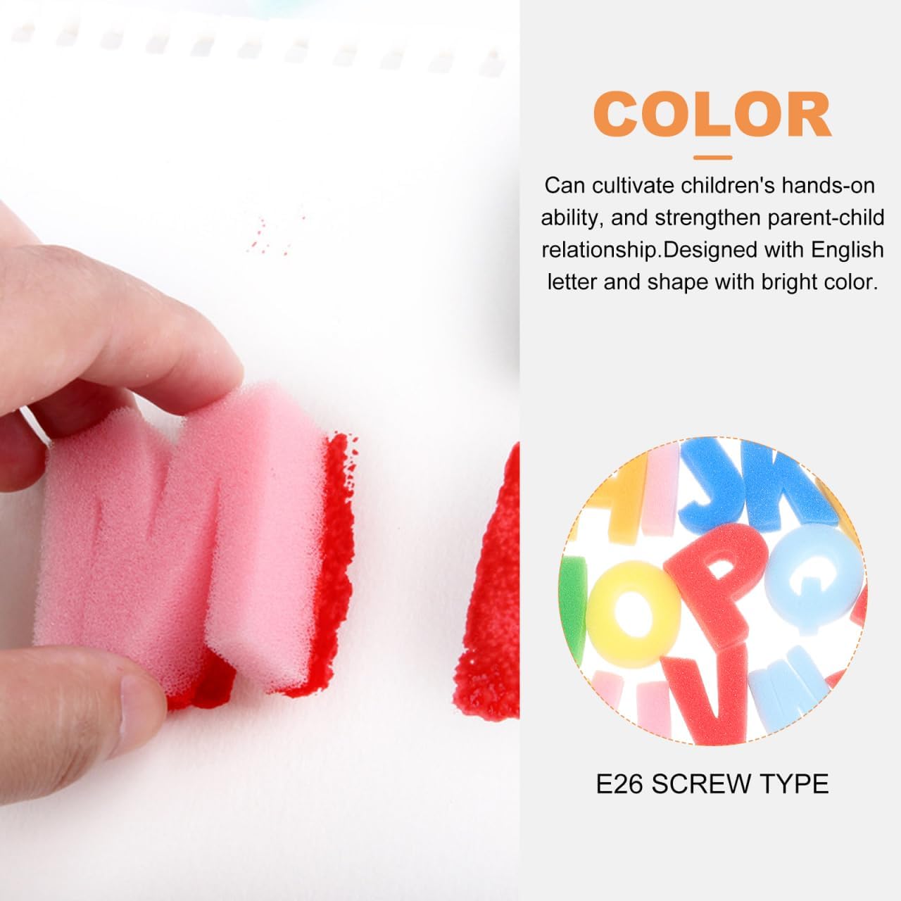 ibasenice Alphanumeric Sponge Stamper Set 1.57X1.18 Inch Foam Letters and Numbers Paint Stamps for Kids DIY Art Crafts Creative Hand-on Learning Tool