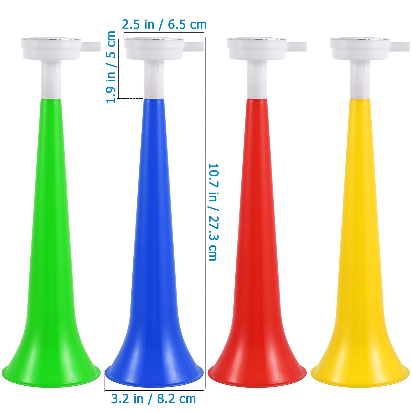 TOYANDONA Lot de 10 klaxons de stade – 26,7 cm Vuvuzela Blow Sports Cornes en plastique pour encourager les événements sportifs, football, carnaval, fête (couleur aléatoire)